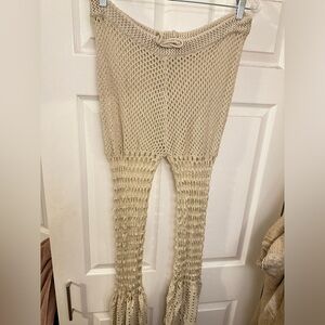 Cream mesh beach cover up pants